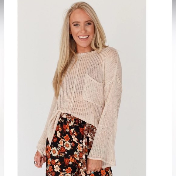 Golden Rays Drop Shoulder Top - Beige - Picture 4 of 8